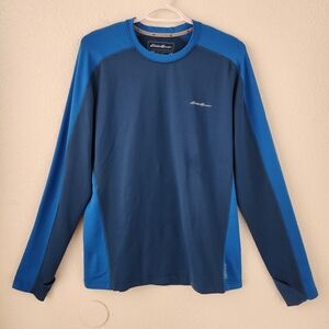 🔥EDDIE BAUER Men's Blue Performance Shirt First Ascent Free Heat Pro Sz M